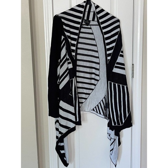 Women’s Worthington Cardigan Sweater White Black Open Front Long Sleeve Large - Picture 1 of 5